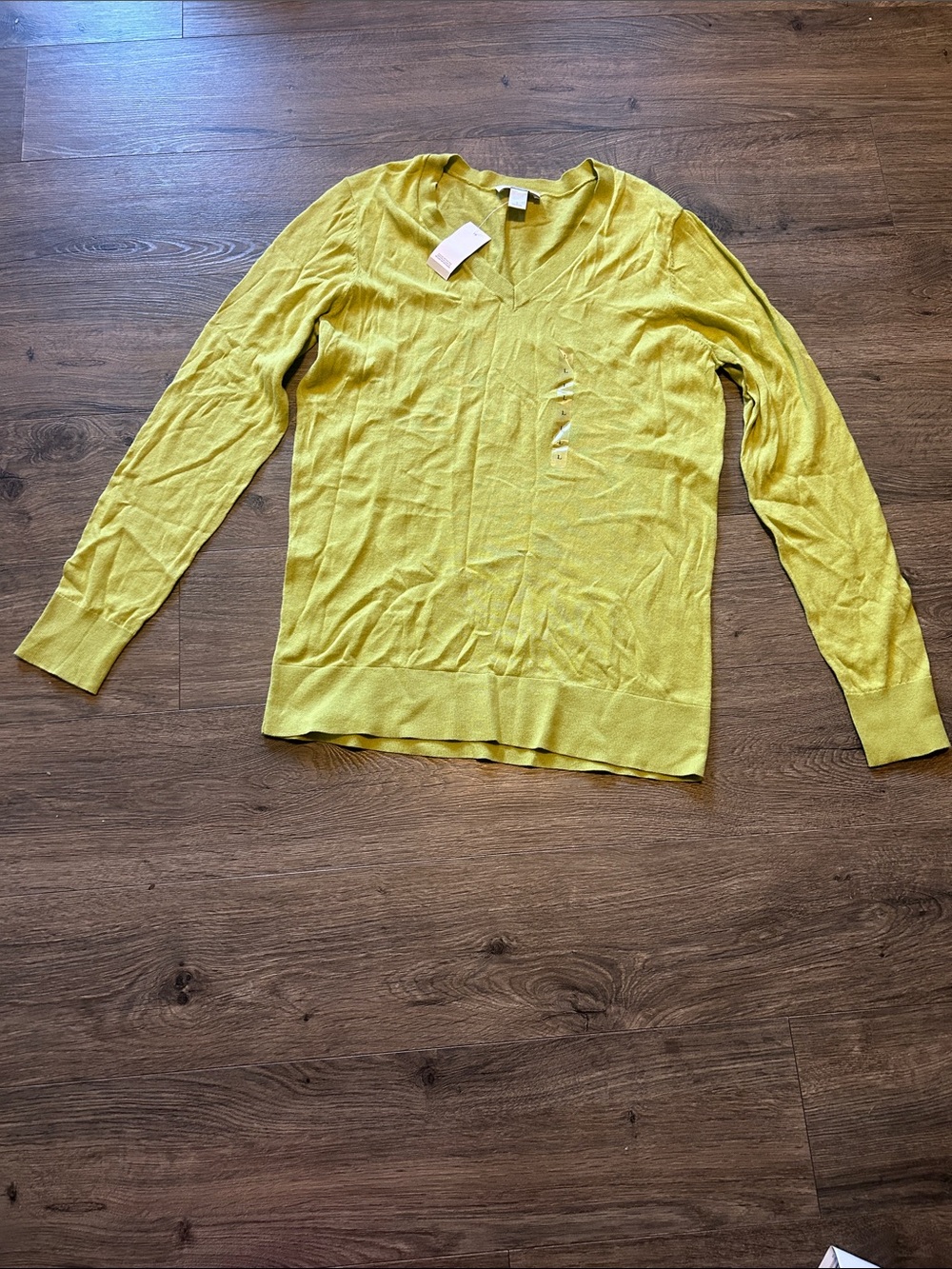 LOFT womens V-Neck Lightweight Sweater in Yellow
